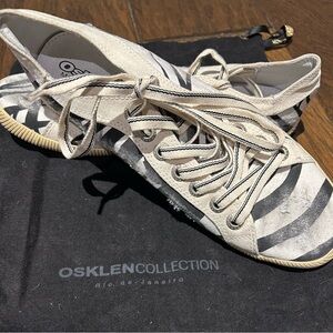 Osklen Women's Black and White Striped Sneakers